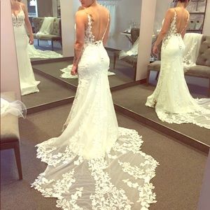 Martina Liana Beaded sheer lace cutouts